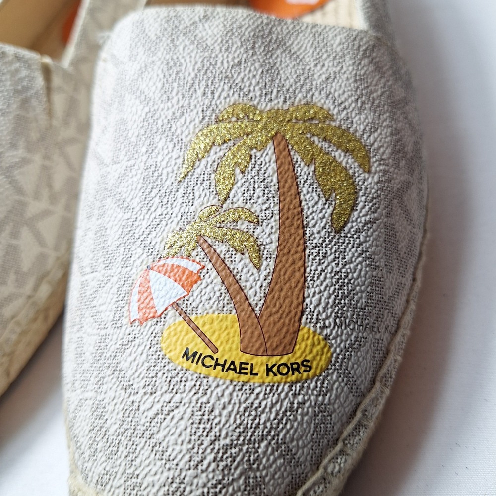 MICHAEL KORS "Kendrick" Slip-On Espadrille Sz 8 Signature Monogram AOP Palm Tree - Picture 8 of 10